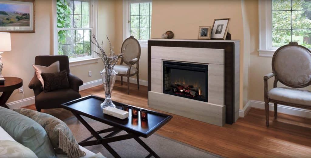Dimplex electric fireplace in contemporary living room.